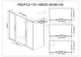 Душевой уголок AvaCan FC2 170-190 + SC90 MT хром